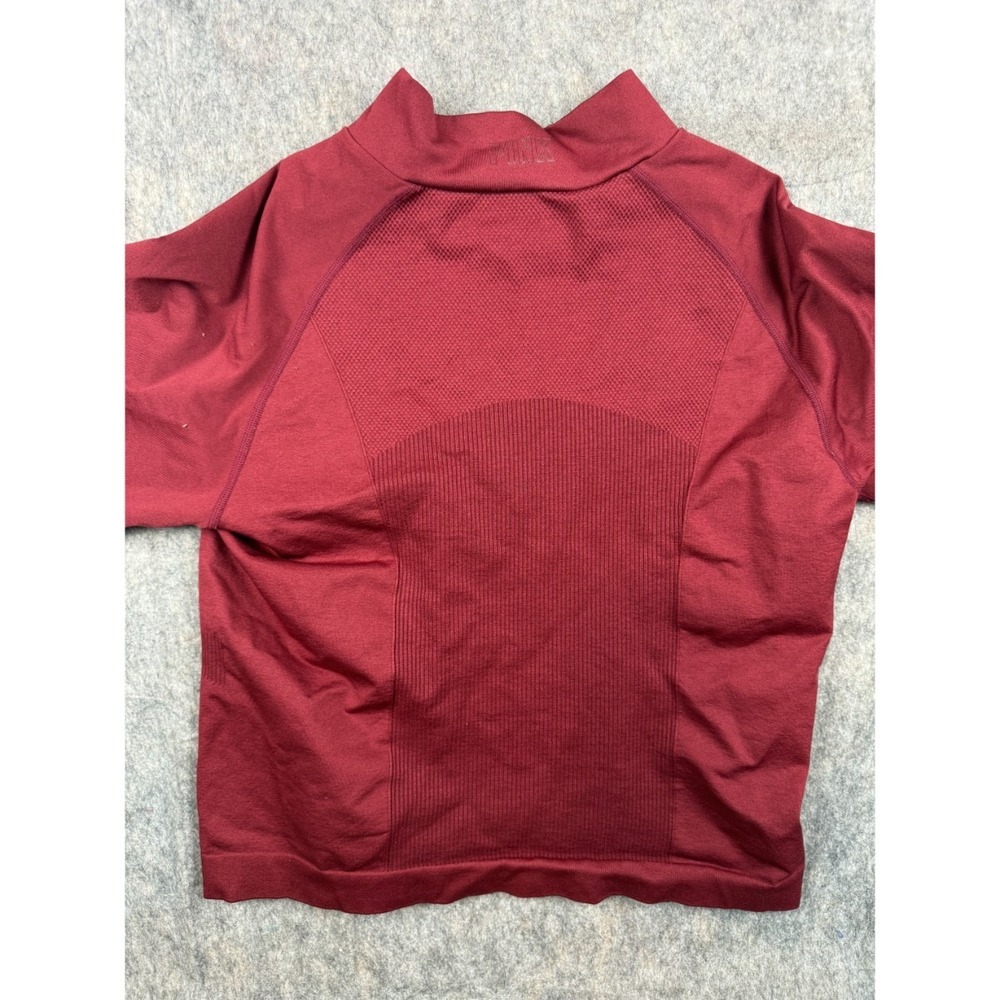 Victoria's Secret Pink Cropped Jacket Women's XL Red Thumb Hole Sleeves‎ 1/4 Zip - Picture 2 of 8